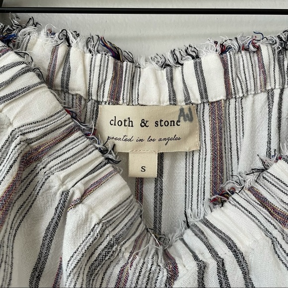 Cloth & Stone Anthropologie Striped Raw Edge Hem Jumpsuit Pantsuit Belter Romper - Picture 8 of 8